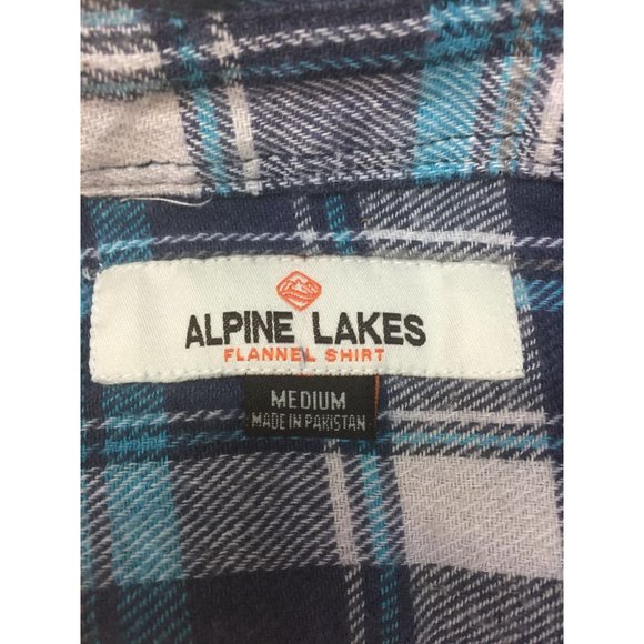 Men's Blue Plaid Alpine Lakes Flannel Shirt Size M Medium - Picture 8 of 12